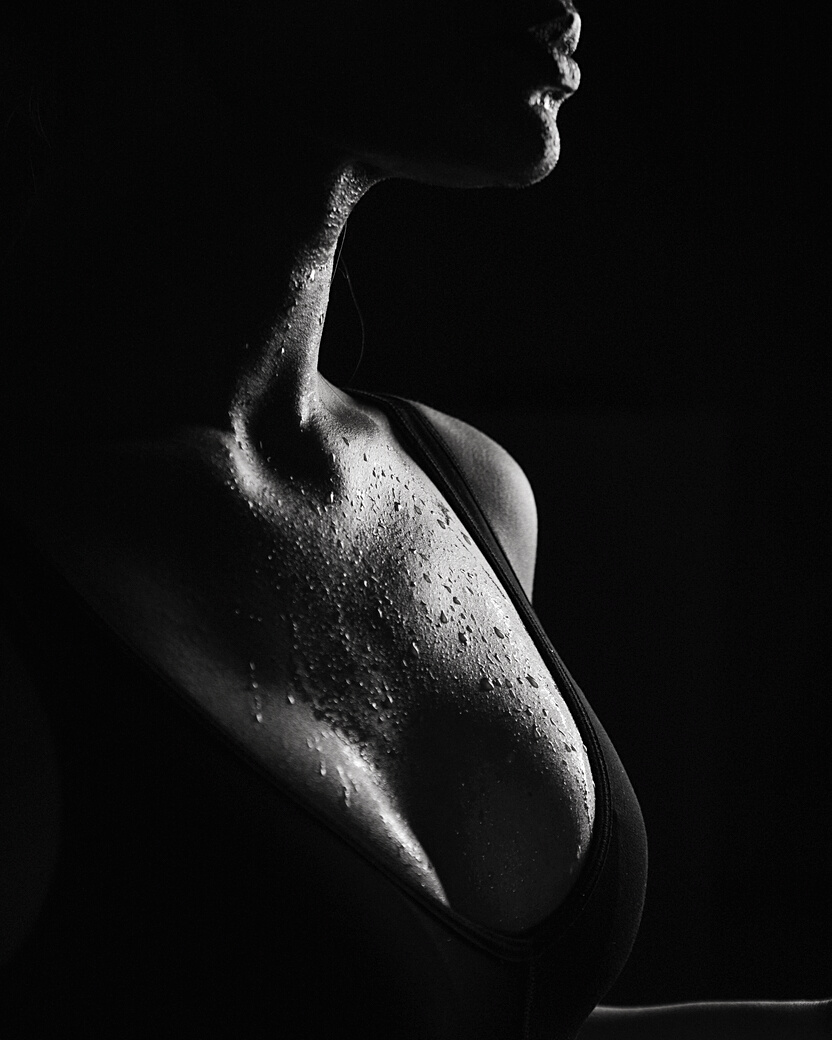 Close up of Woman on Black Background